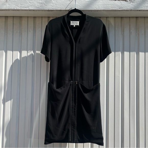 Maison Martin Margiela Dresses & Skirts - MAISON‎ MARTIN MARGIELA black short sleeve zip up pocket detail midi dress